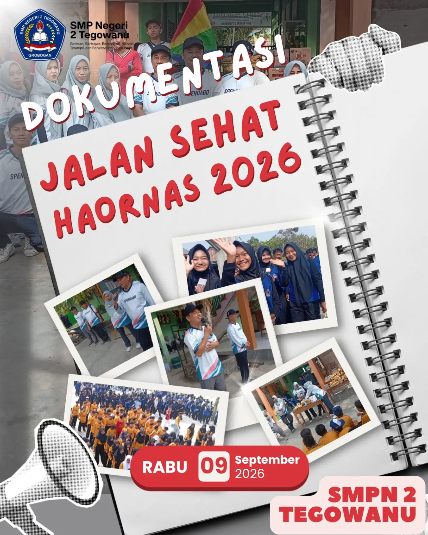 🏃‍♂️🎉 Jalan Sehat Haornas Tahun 2026 SMPN 2 Tegowanu ✨